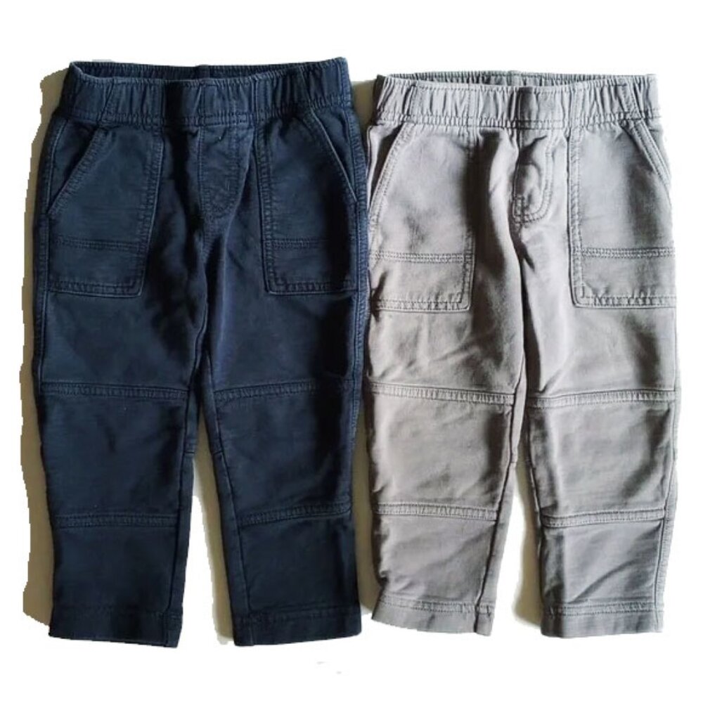 2 Pair Tea Stretch Cargo Moto Pants 12-18M Navy Gray  50OFF3